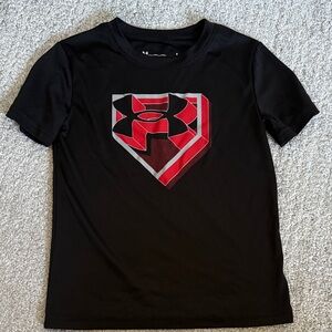 Under Armour Black Tee with Red and White Logo